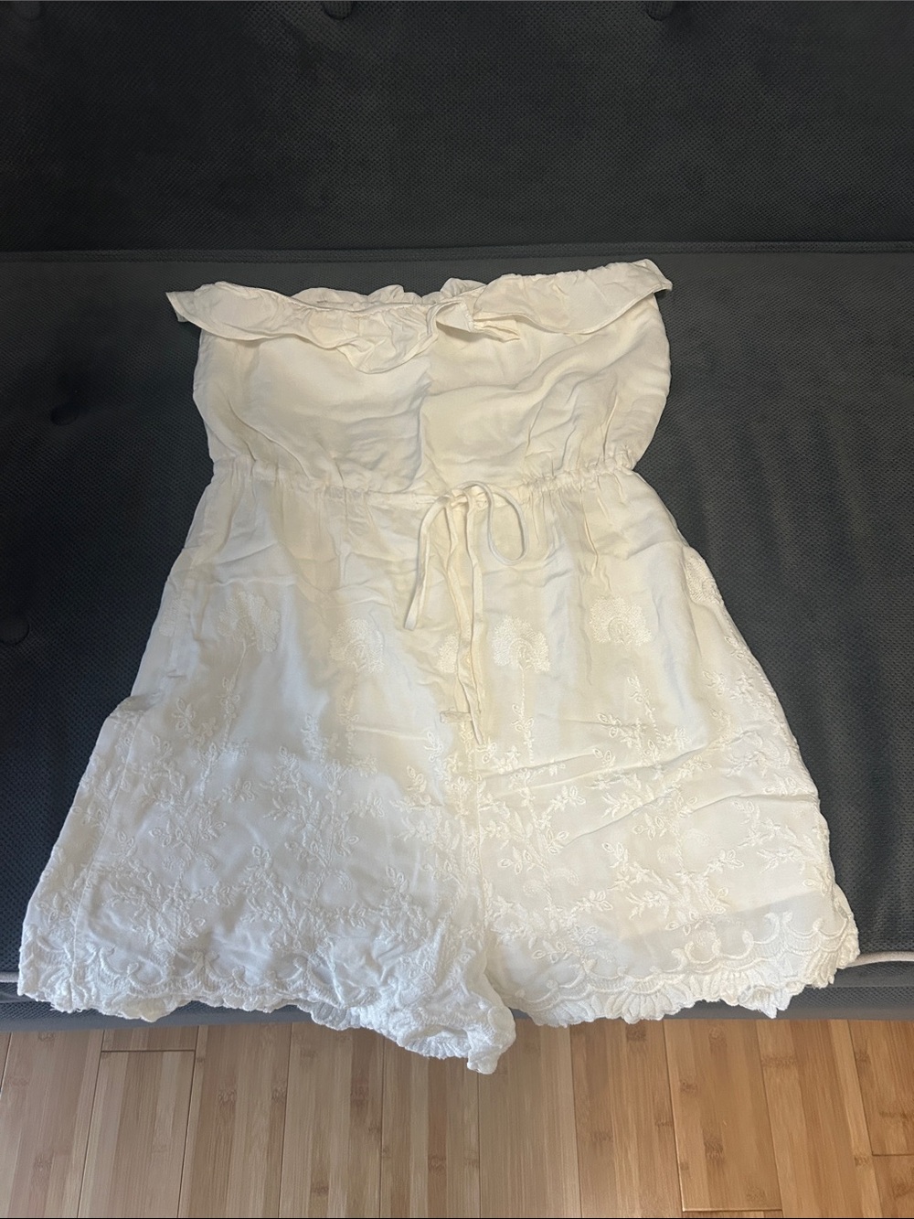 Lush White Ruffled Strapless Short Set